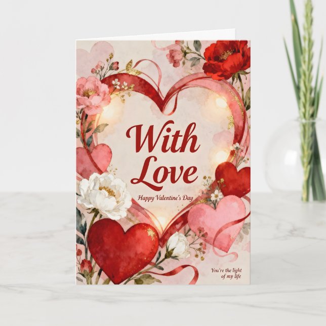 A Heart with Love Valentine Holiday Card (Front)