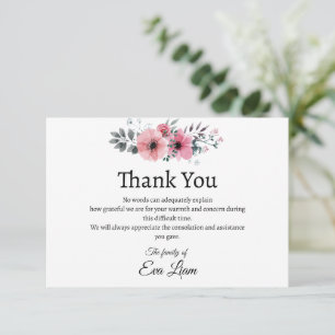 A Heartfelt funeral Thank you card