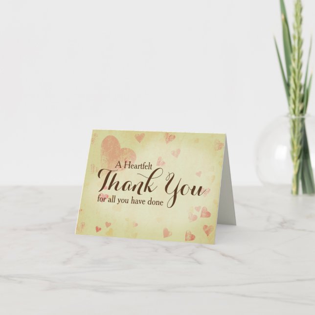 A Heartfelt Thank You Note Card, Customizable (Front)