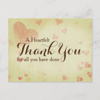 A Heartfelt Thank You Postcard, Customizable Postcard