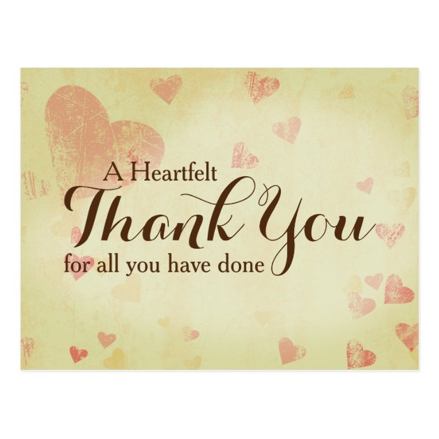 A Heartfelt Thank You Postcard, Customizable Postcard | Zazzle.com