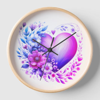 "A Heartfelt Touch of Floral Elegance" Wall Clock