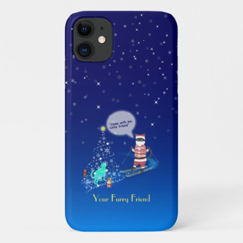 A Heartwarming Night with Santa and a Furry Friend iPhone 11 Case