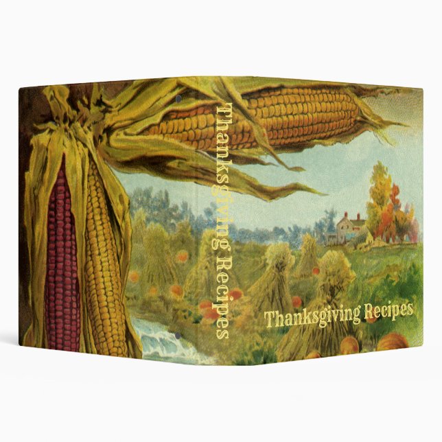 A Hearty Thanksgiving; Indian Corn and Haystacks 3 Ring Binder (Background)
