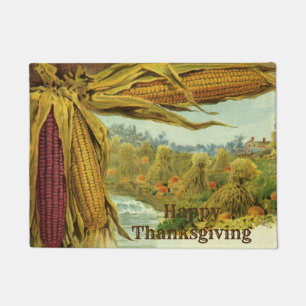 A Hearty Thanksgiving; Indian Corn and Haystacks Doormat