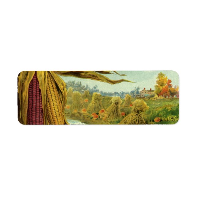 A Hearty Thanksgiving; Indian Corn and Haystacks Label (Front)