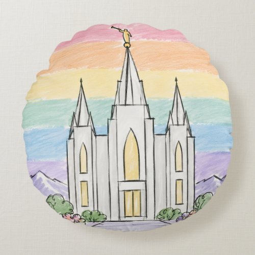 A Heavenly Place of Peace | Beautiful LDS Temple U Round Pillow