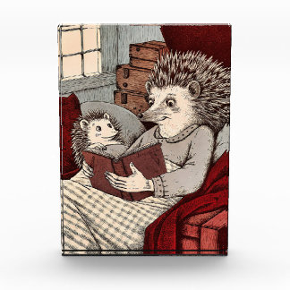 A Hedgehog in a cover reading a book at Photo Block