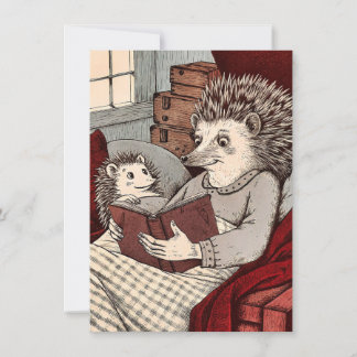 A Hedgehog in a cover reading a book at Thank You Card