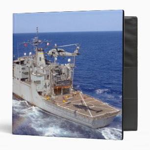 A helicopter clears the flight deck 3 ring binder
