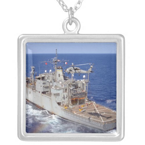 A helicopter clears the flight deck silver plated necklace