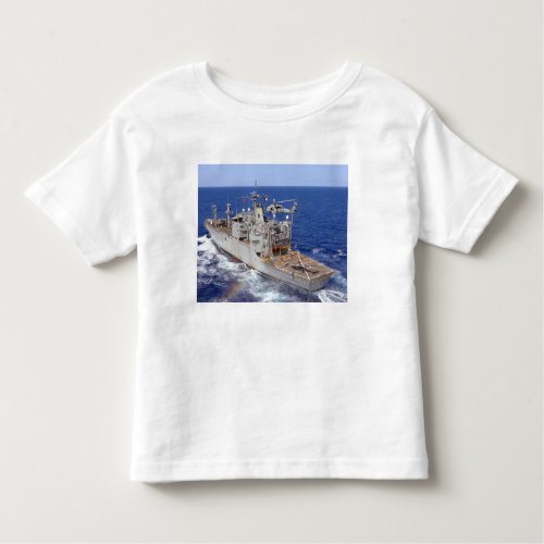 A helicopter clears the flight deck toddler t_shirt