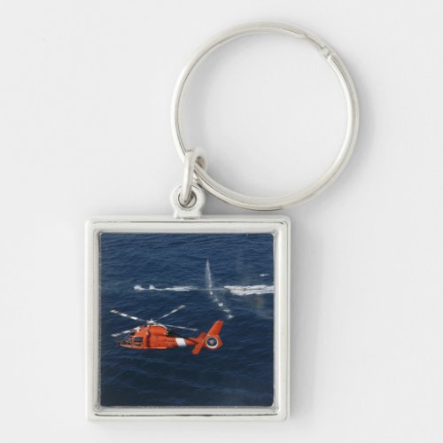 A helicopter crew trains keychain