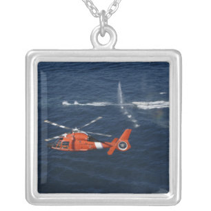 A helicopter crew trains silver plated necklace