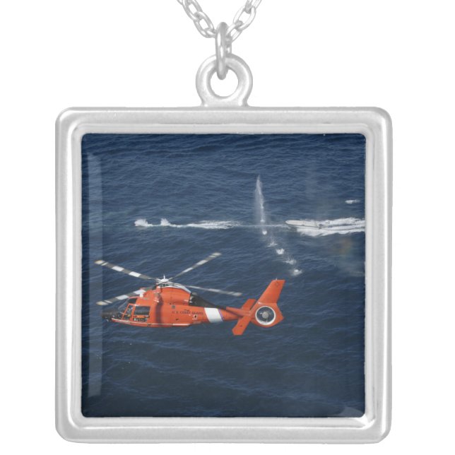 A helicopter crew trains silver plated necklace (Front)