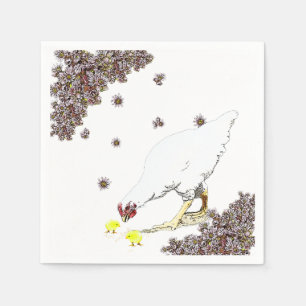 A hen and chicks paper napkins
