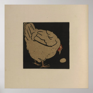 A Hen looks at her egg Poster