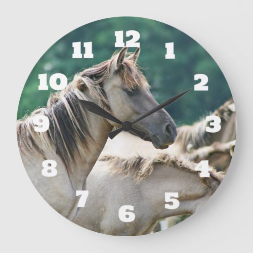 A herd of Brumby Horses from Australia Large Clock