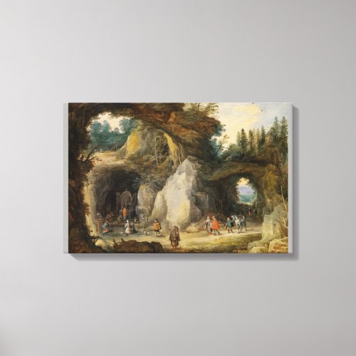 A Hermit before a Grotto by  Jan Brueghel the Elde Canvas Print