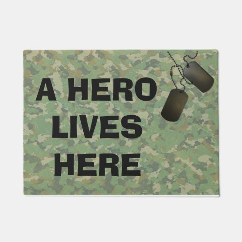 A Hero Lives Here Military Doormat