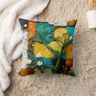 a highly detailed beautiful organi throw pillow