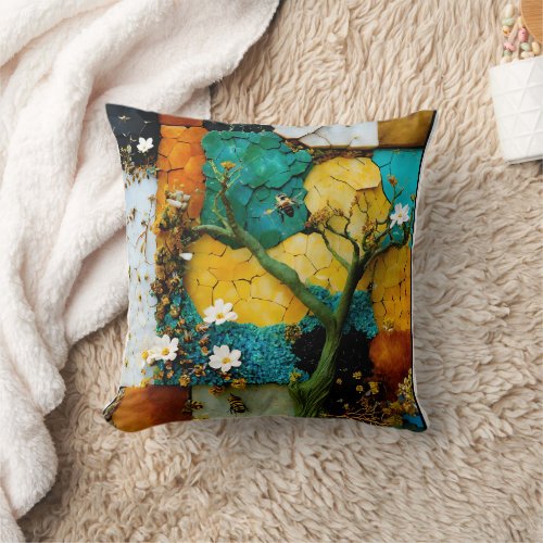  a highly detailed beautiful organi throw pillow