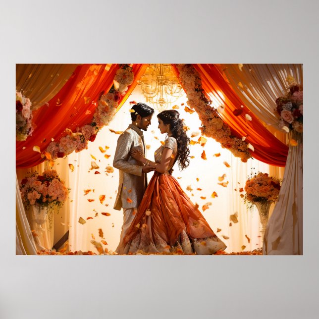 A Hindu Indian wedding oil painting Poster (Front)