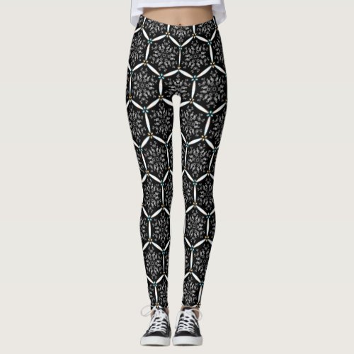  A Hint Of Color Black  White Pattern Leggings