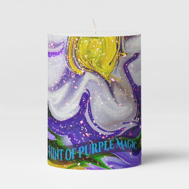 A hint of purple Magic - Flower power Pillar Candle (Front)