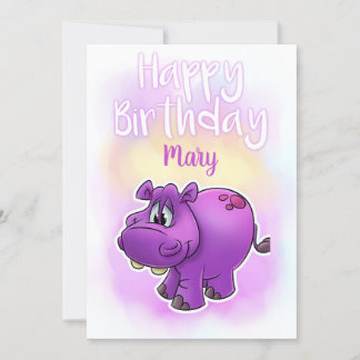 A Hippo Happy Birthday Card