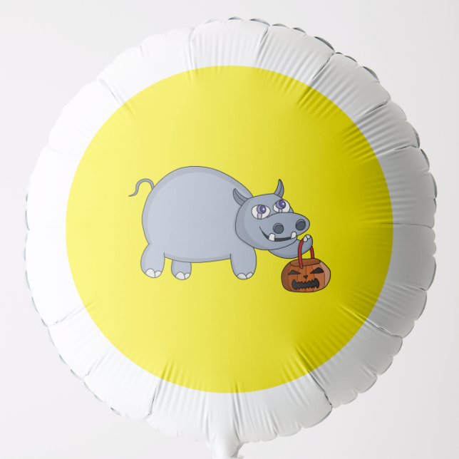 A Hippo with a Pumpkin Bag Balloon (Front)