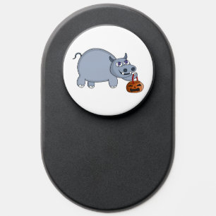 A Hippo with a Pumpkin Bag PopSocket