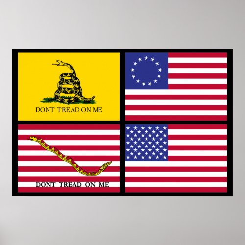 A History Of United States Flags Poster