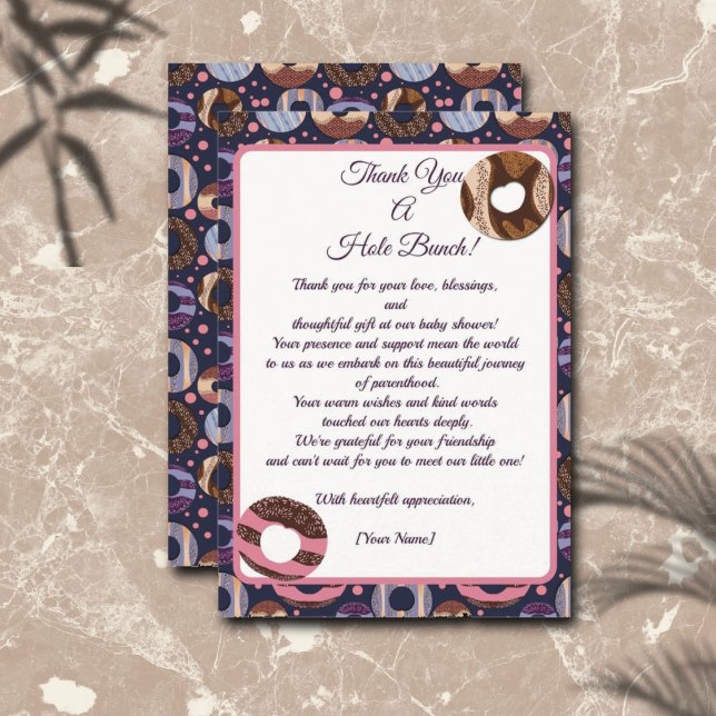 A Hole Bunch Donut Purple Baby Girl Shower Thank You Card (Creator Uploaded)