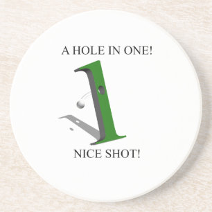 A Hole In One Golf Ball Sandstone Coaster