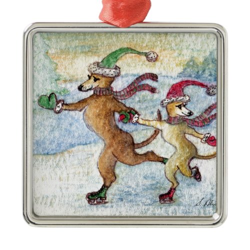 A Holiday tradition - skating Metal Ornament