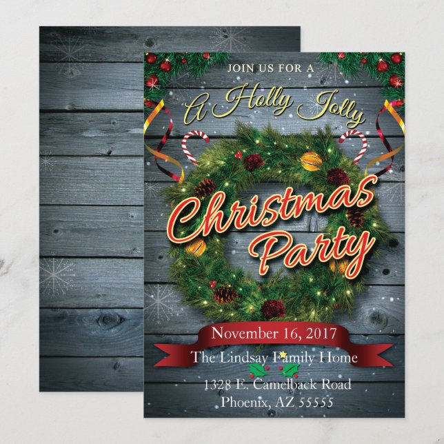 A Holly Jolly Christmas Party Invitation (Front/Back)