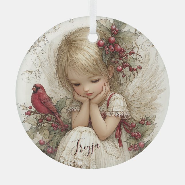 A Holly-Touched Moment of Magic Glass Ornament (Front)