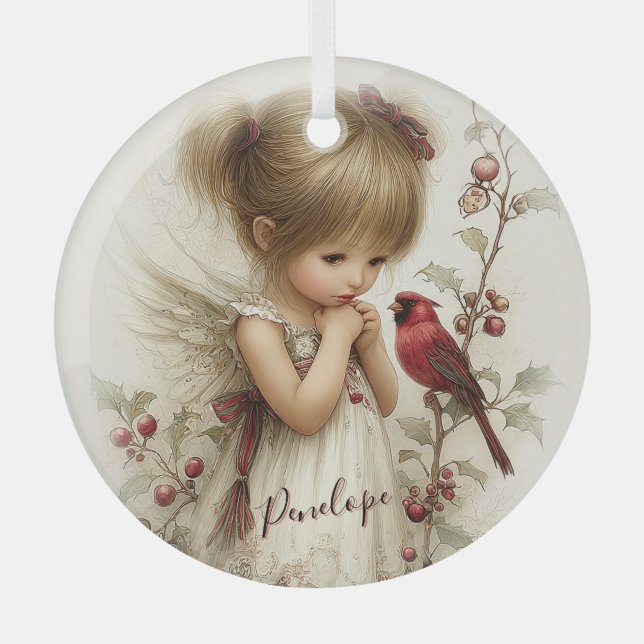 A Holly-Touched Moment of Magic Glass Ornament (Front)