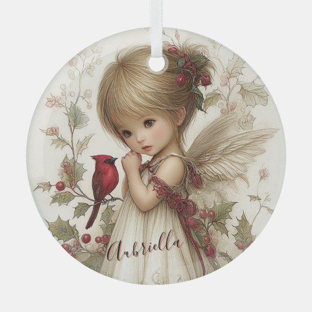 A Holly-Touched Moment of Magic Glass Ornament (Front)