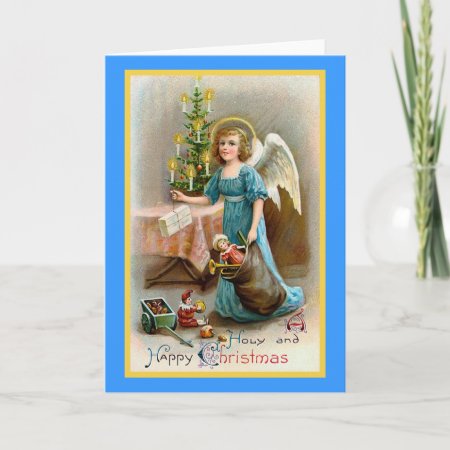 "a Holy And Happy Christmas" Vintage Holiday Card