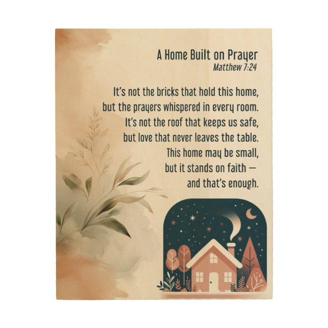 A Home Built on Prayer  Wood Wall Art (Front)