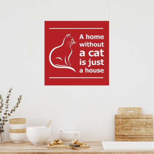 Pancarte Métal Vintage - 'A Home Without A Cat Is Just A House', 20x30 Cm, Déco Bar & Maison