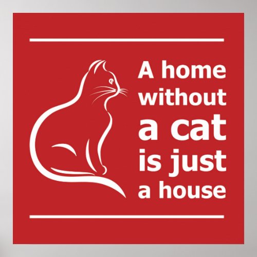 A home without a cat is just a house pet animals poster