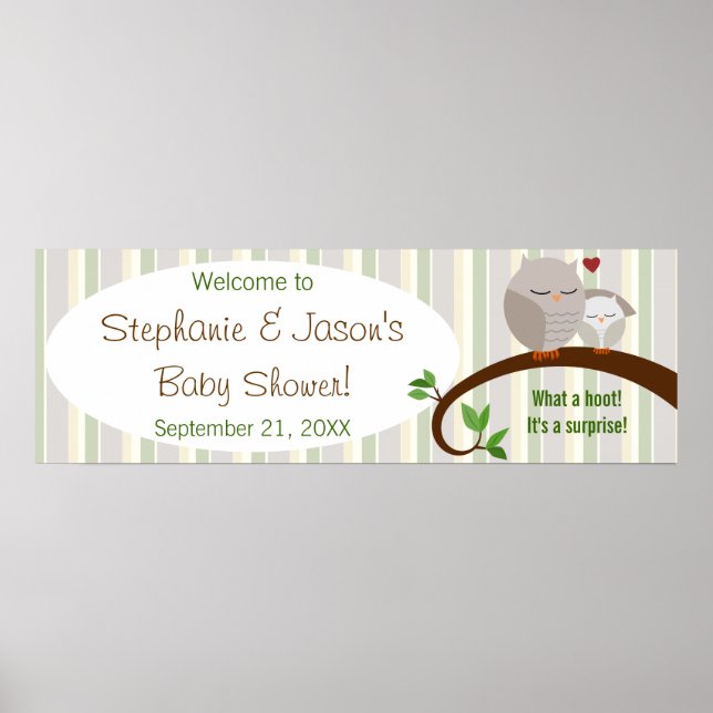 A Hoot Of A Baby Shower Brown Owls Banner Poster (Front)