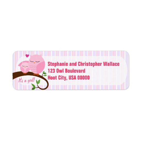 A Hoot Of A Baby Shower Pink Address Label