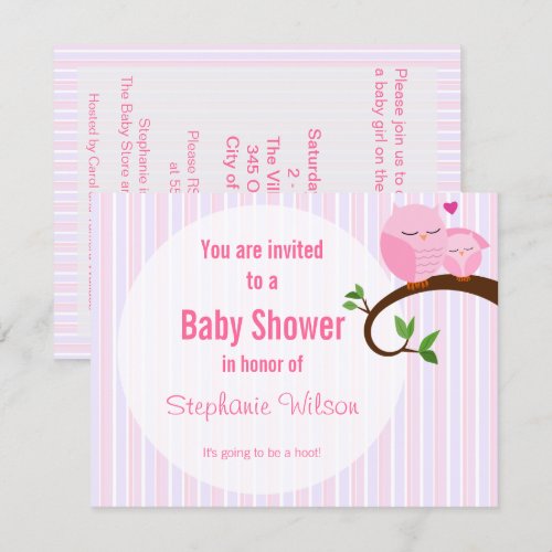A Hoot Of A Baby Shower Pink Owl Invitation
