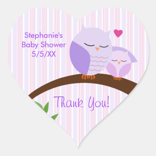 A Hoot Of A Baby Shower Purple Heart Sticker