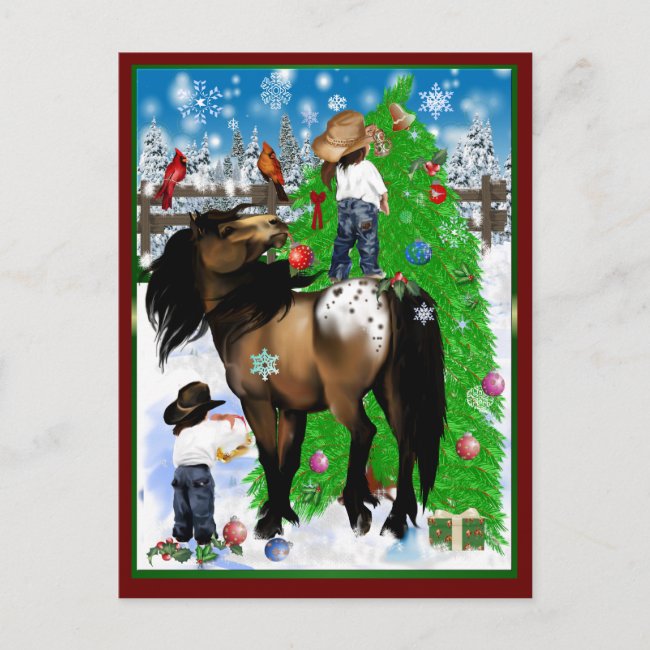 A Horse and Kid Christmas Postcard