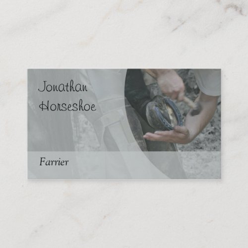 A horse being shod grey version business card